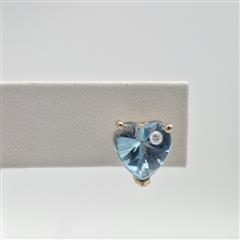 Clyde Duneier 14K Yellow Cabochon Heart Cut Blue Topaz & Diamond Stud Earrings